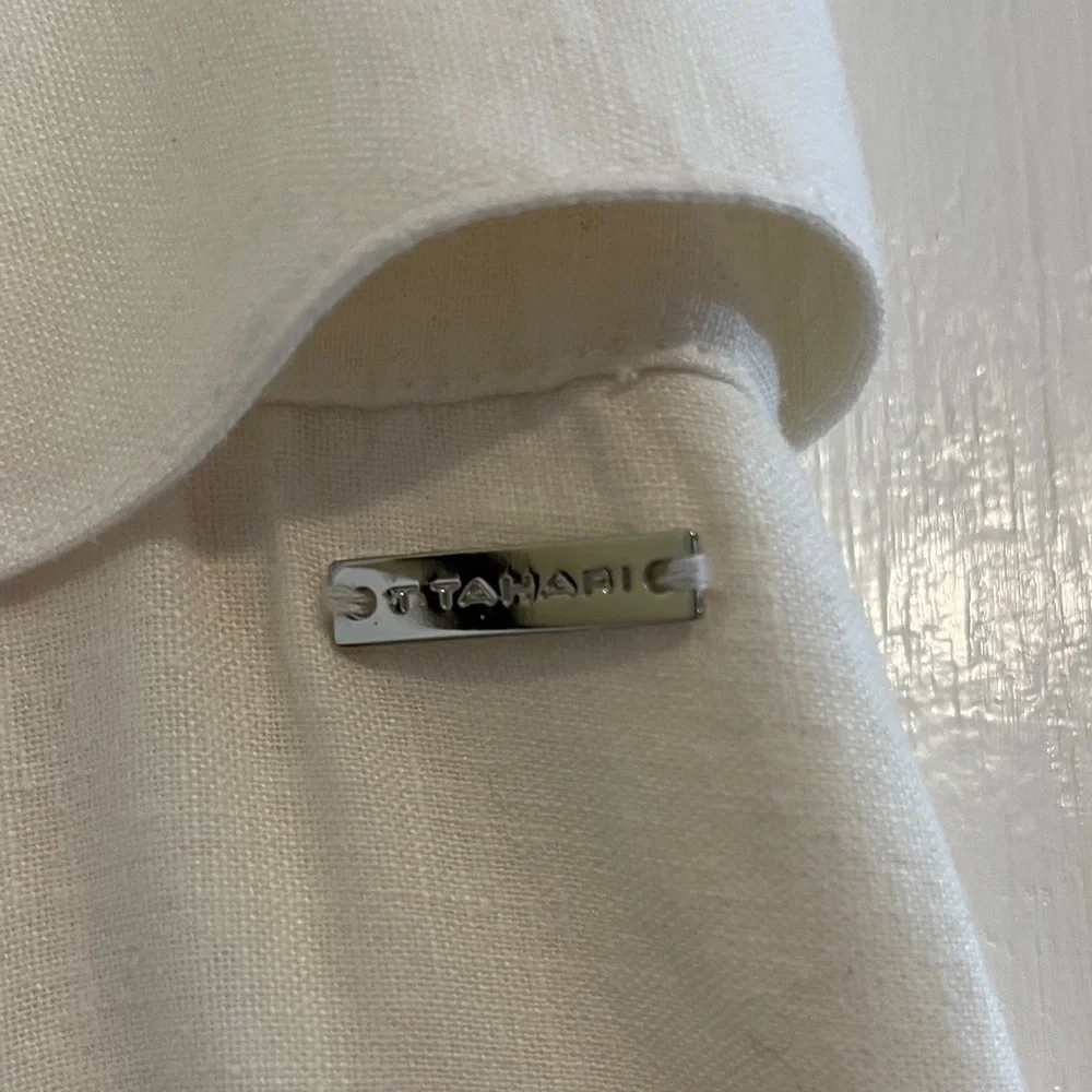 NWT - T Tahari Chic White Belted A-Line Linen Blend Lined Skirt - Picture 8 of 9